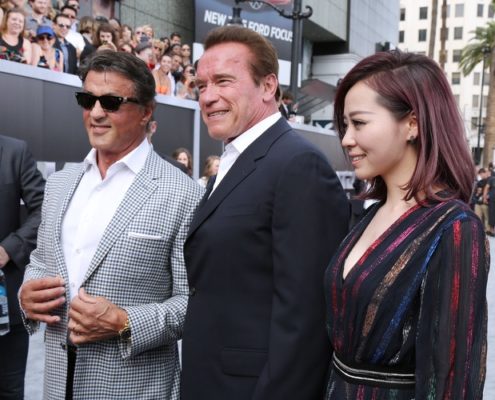 Terminator Genisys Red Carpet Premiere. Jane Zhang, Sylvester Stallone ed Arnold Schwarzenegger